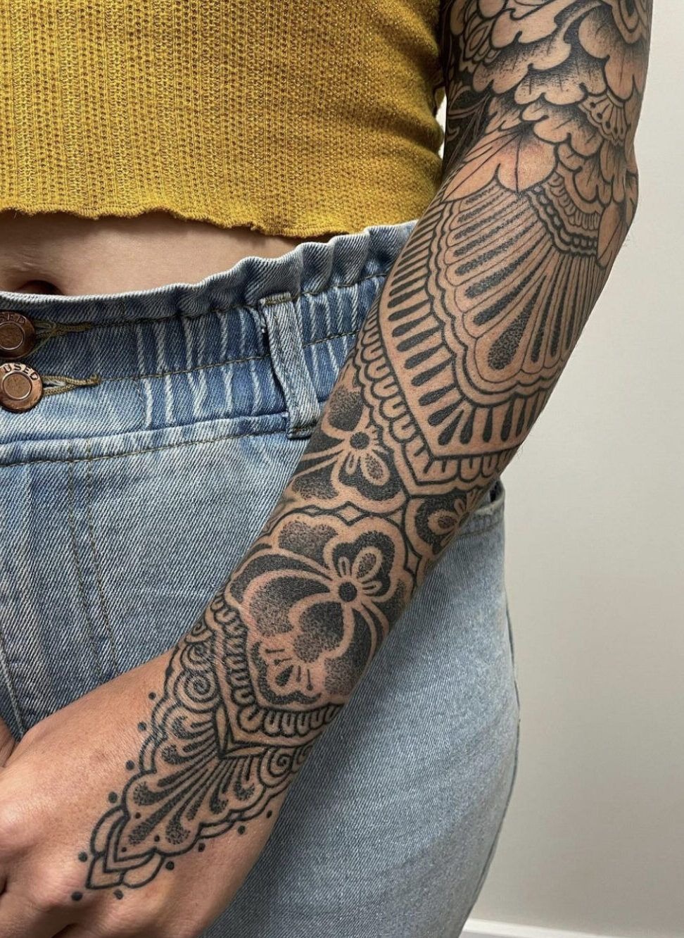 Lotus & Tree Calf Design Tattoo Design