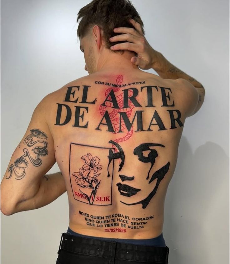 Artistic Script and Fine Line Collage Tattoo Design
