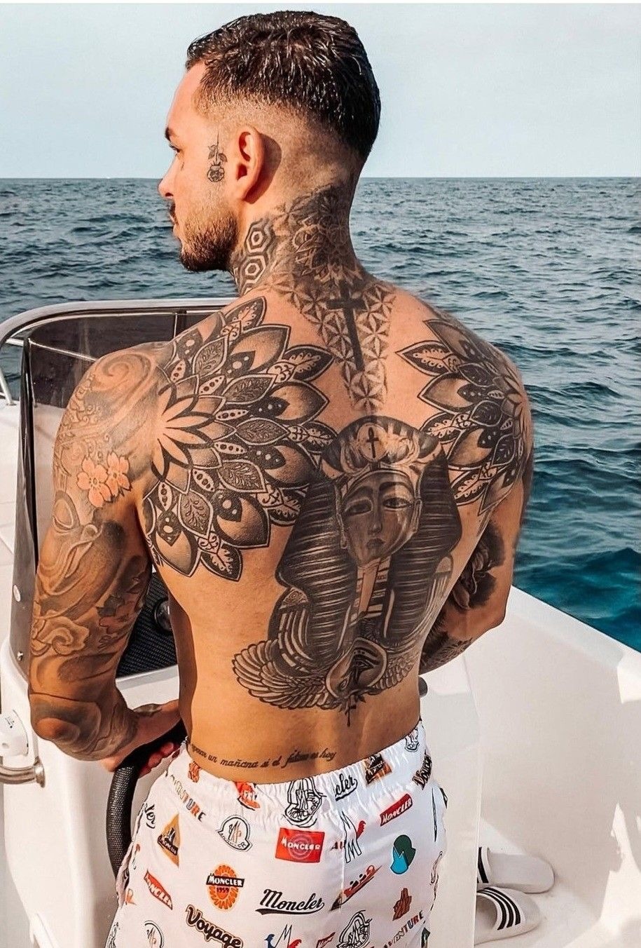 Egyptian-Inspired Mandala Wings Tattoo Design