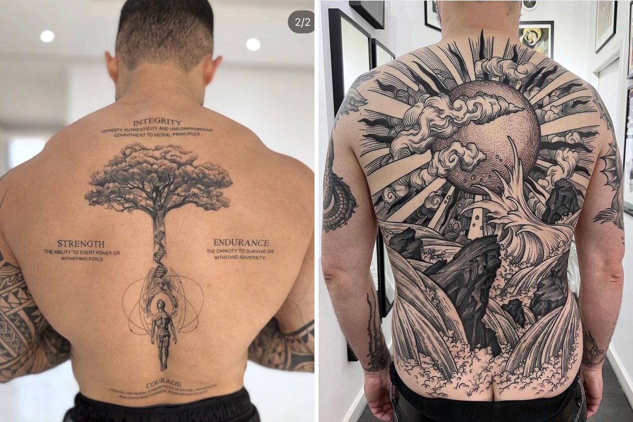 25+ Men Powerful Back Tattoo Ideas For Ideas that Redefine Bold Style Featured Lookbook Collage