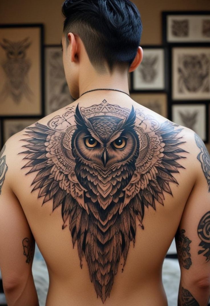 Owl Wings Mandala Fusion Tattoo Design