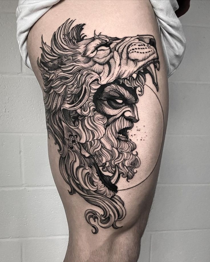 Lionhearted Warrior Tattoo, a tattoo design rendered in bold for the rib.