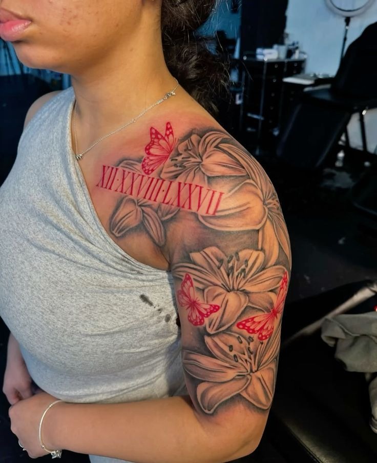 Floral Mandala Cascade with Clean Linework Tattoo Design