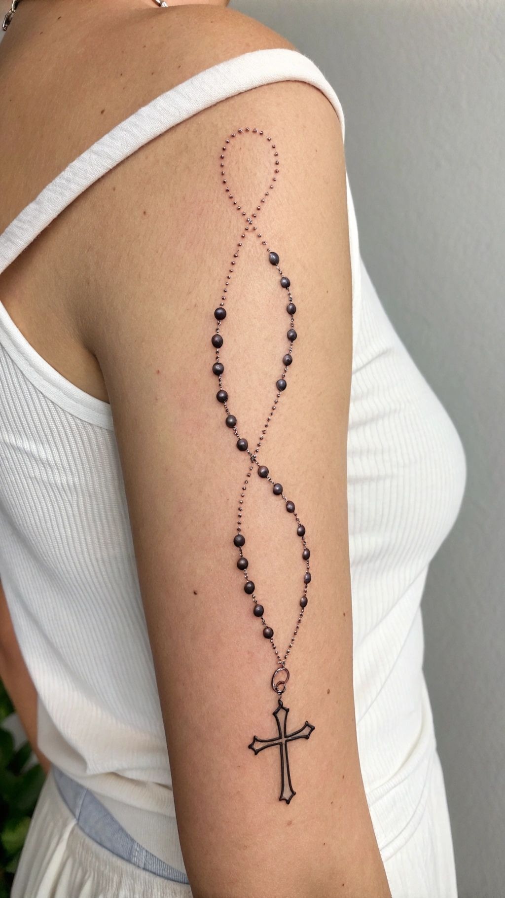 Flowing Shoulder Rosary Design Tattoo Design