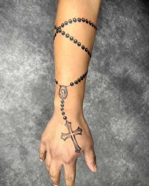 Minimalist Arm Rosary Design Tattoo Design