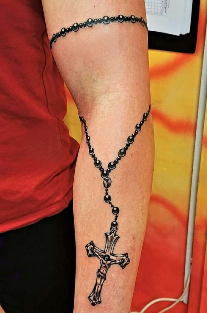 Wrap-Around Arm Rosary Tattoo Tattoo Design