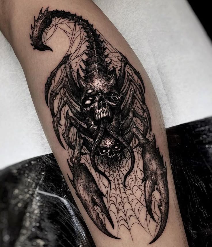 Gothic Scorpion with Skull Design Tattoo Design