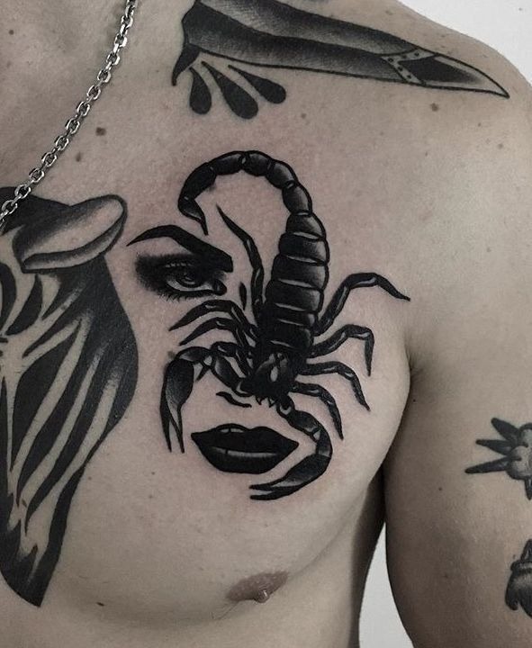 Hyper-Realistic 3D Scorpion Tattoo on Neck Tattoo Design