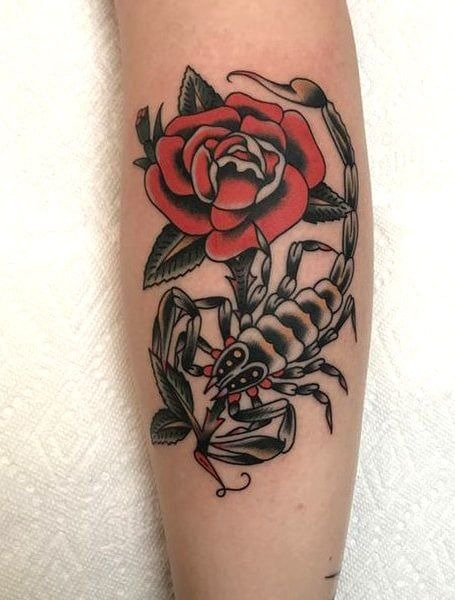 Ornate Scorpion Arm Tattoo with Eye Detail Tattoo Design