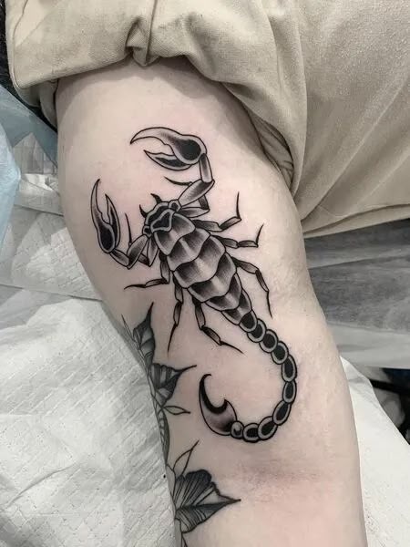 Scorpion Tattoo on Inner Arm with Soft Shading Tattoo Design