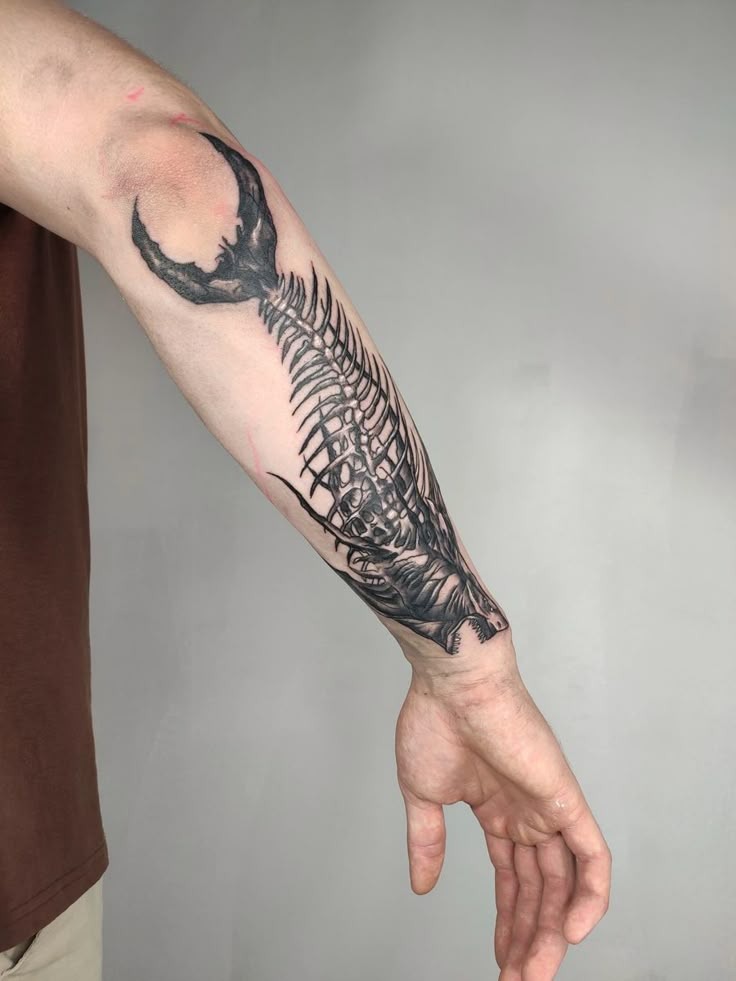 Anatomical Shark Skeleton Tattoo Design