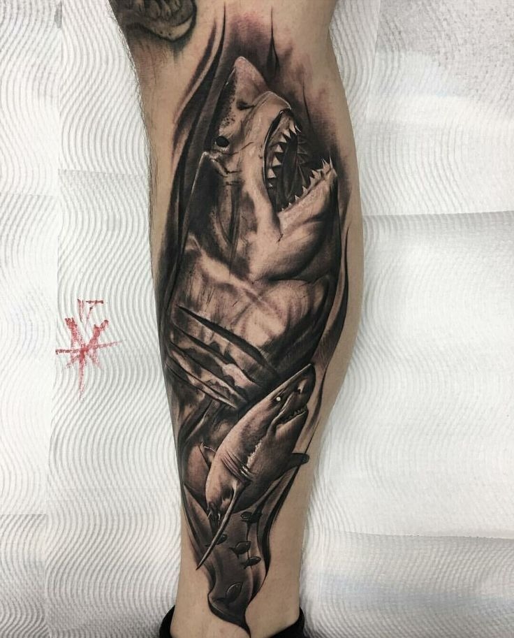 Cartoon-Style Color Splash Shark Tattoo Design