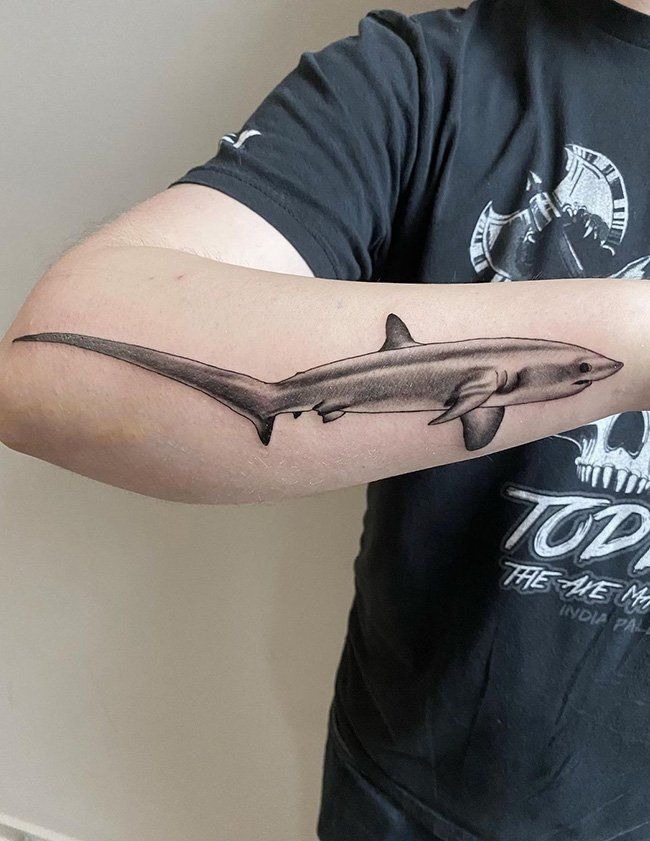 Horror Realism Shark and Fangs Tattoo Design