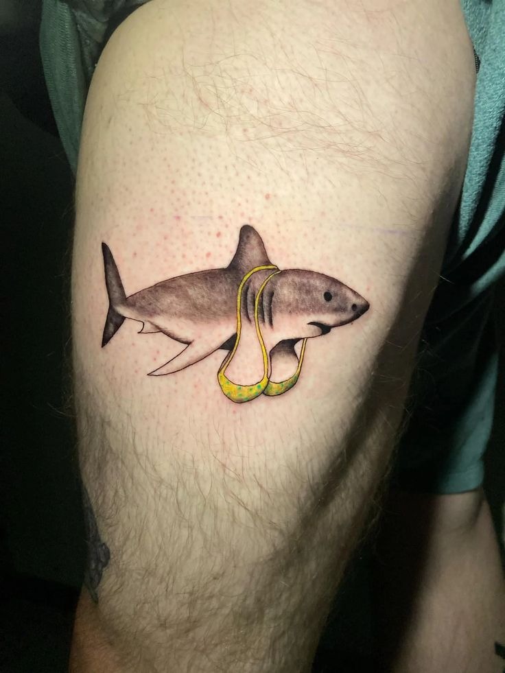 Playful Shark with Heels Tattoo Design