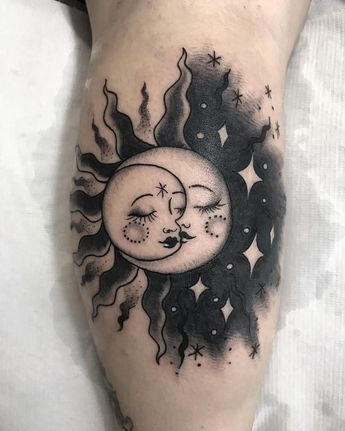 Celestial Drama with Masculine Edge Tattoo Design