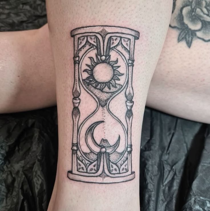 Hourglass Sun and Moon Tattoo Tattoo Design