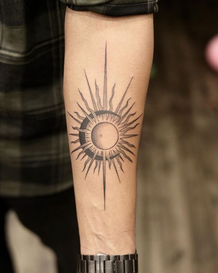 Minimalist Solar and Lunar Alignment Tattoo Design