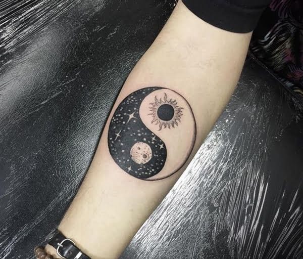 Surreal Sun and Moon Gaze Tattoo Design