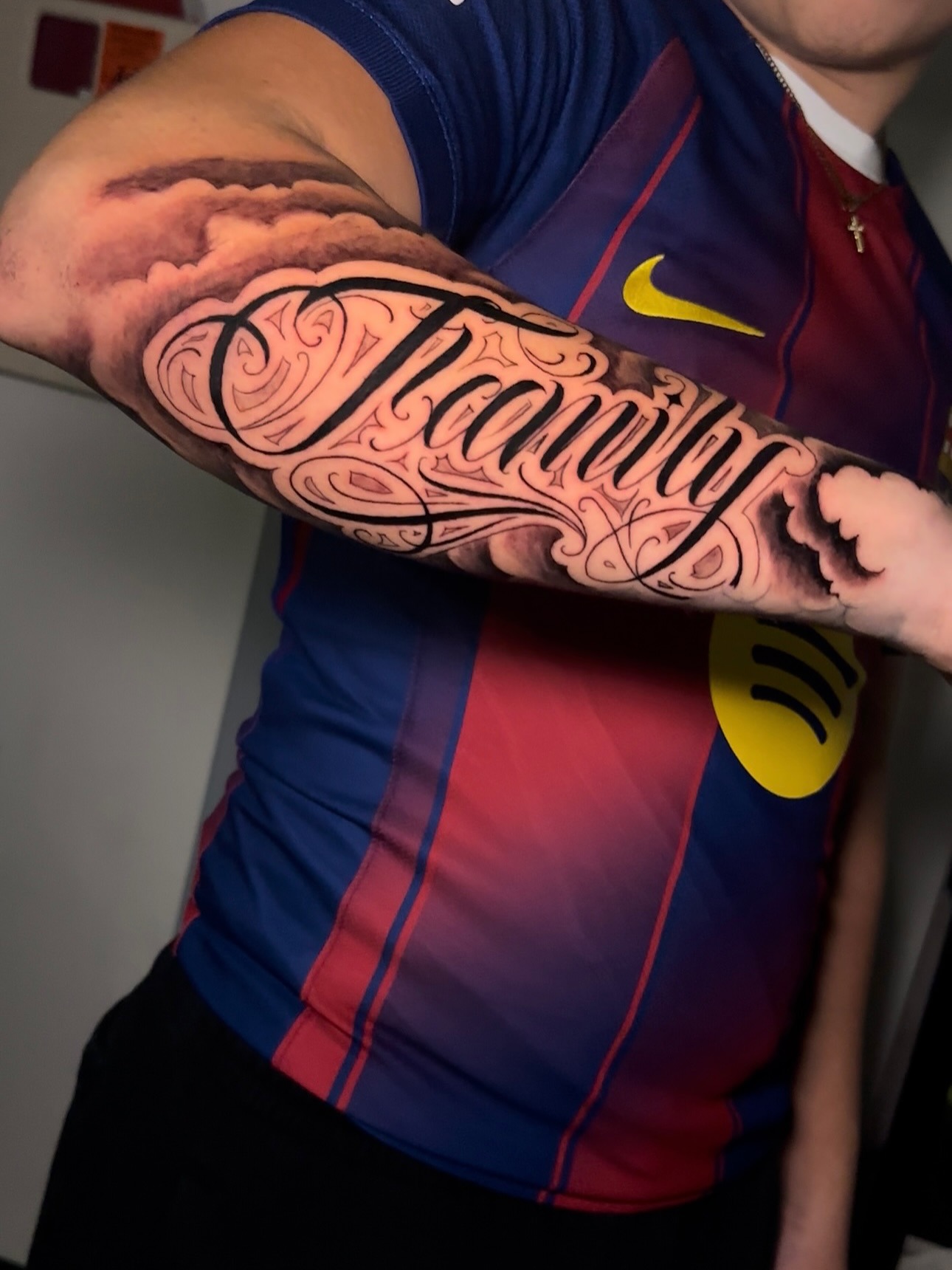 Family Script Cloud Forearm Tattoo Tattoo Design