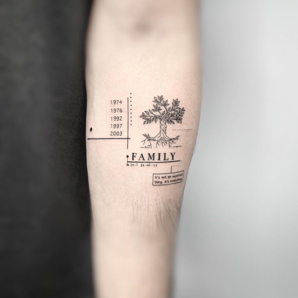 Family Tree and Dates Tattoo Tattoo Design