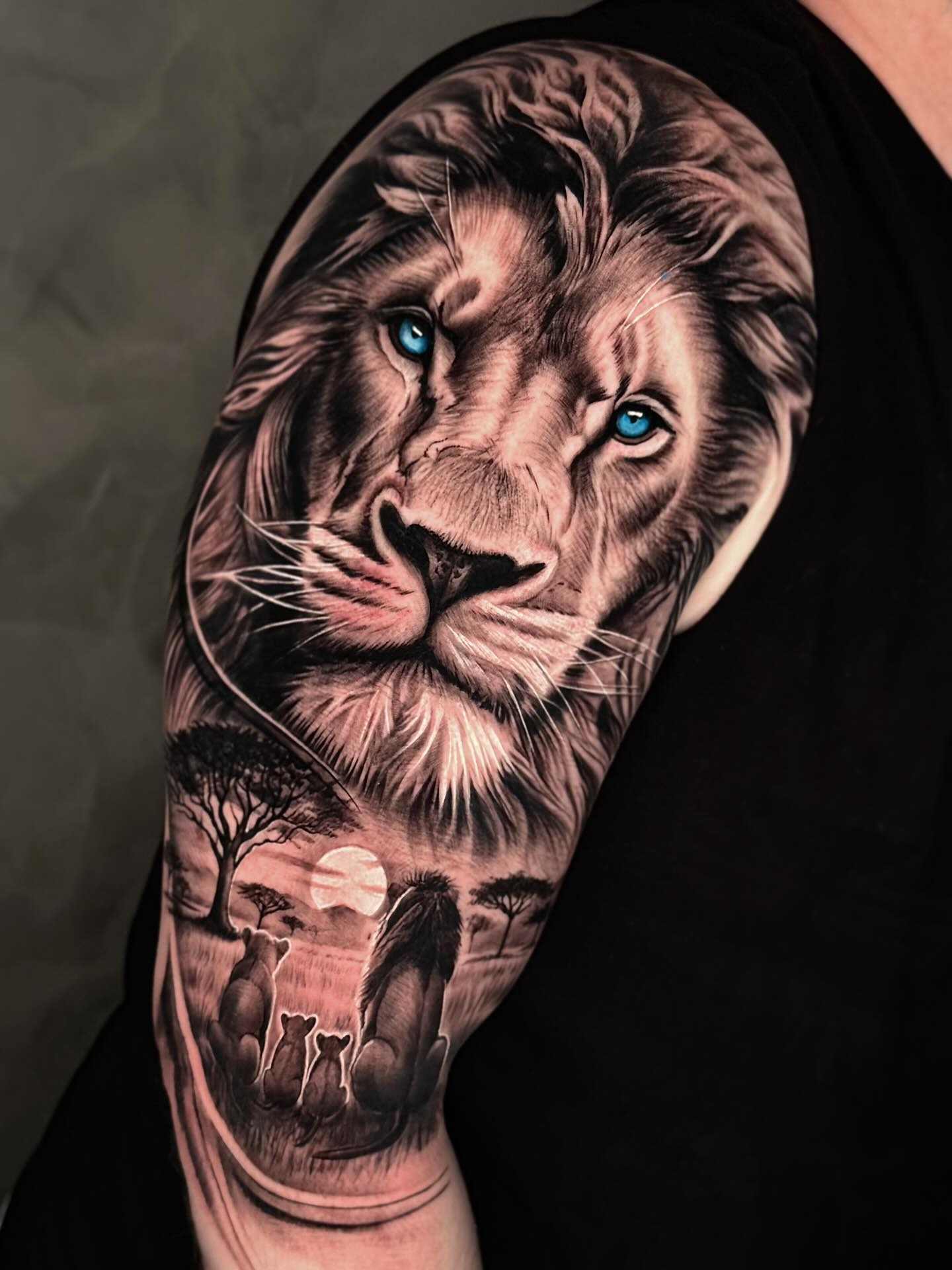 Lion Family Savanna Scene Tattoo Tattoo Design