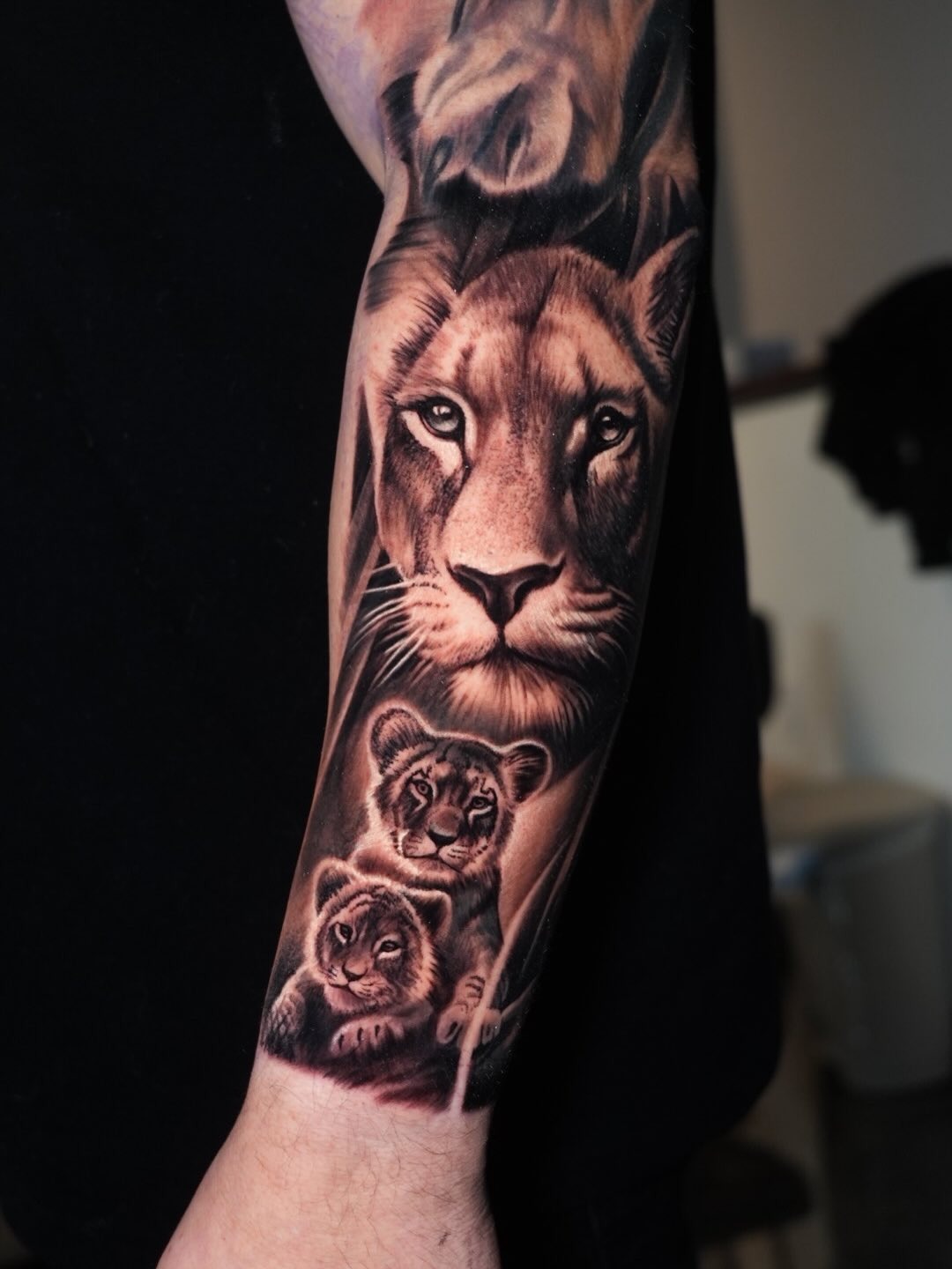Lioness and Cubs Family Strength Tattoo Tattoo Design