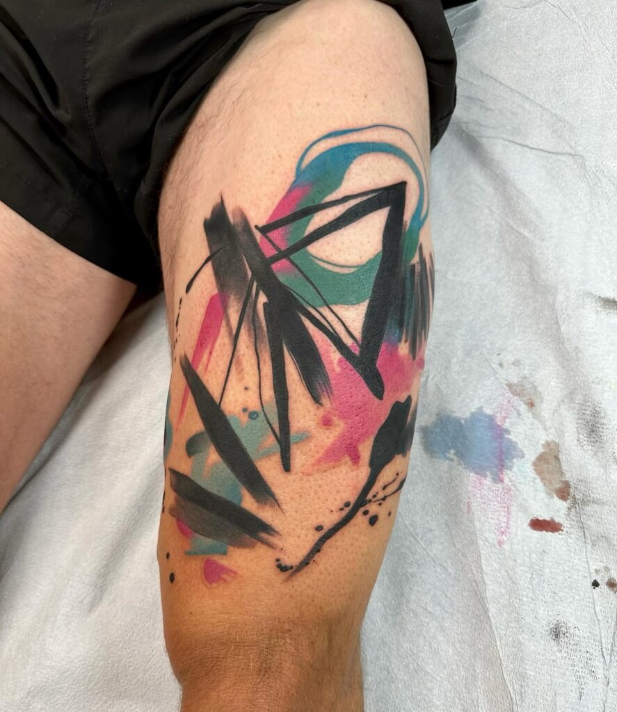 Abstract Watercolor Thigh Tattoo Tattoo Design