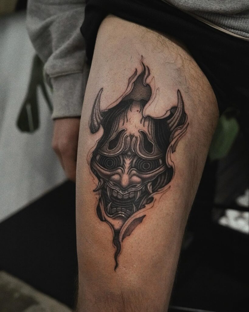 Flaming Hannya Mask Tattoo Tattoo Design