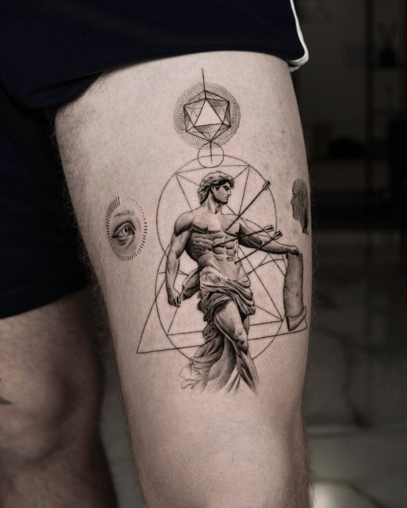 Geometric Renaissance Statue Tattoo Tattoo Design