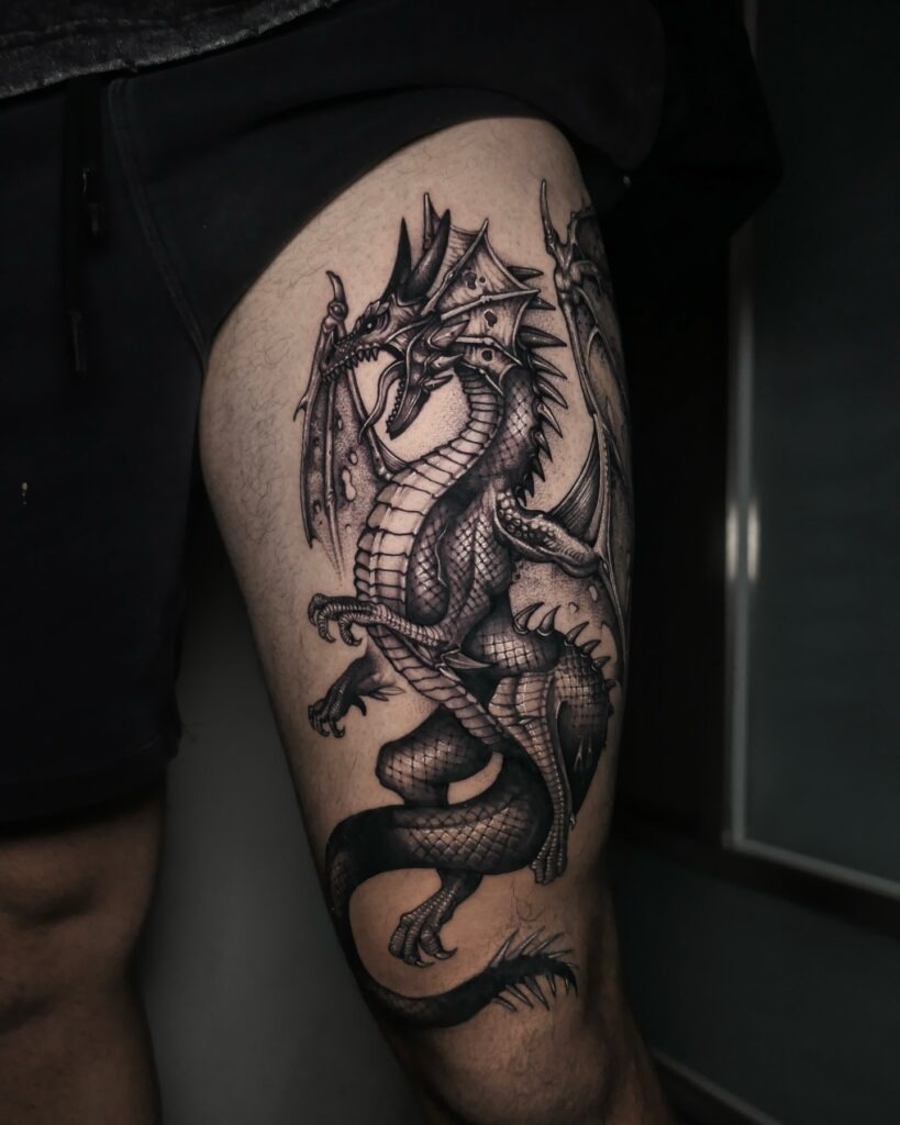 Oni Warrior Thigh Tattoo Tattoo Design