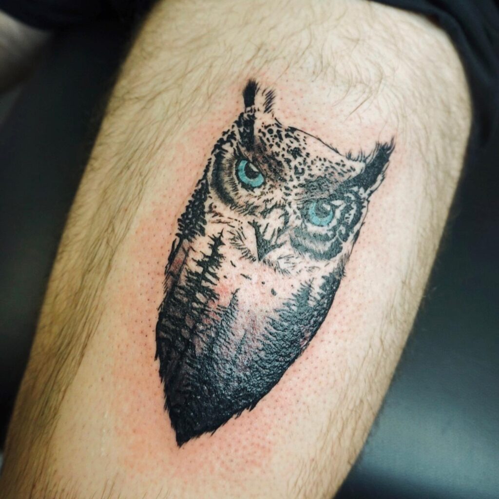 Owl and Forest Silhouette Tattoo Tattoo Design