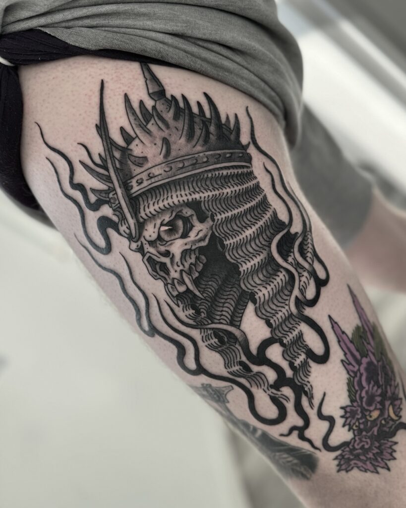 Playful :3 Emoticon Thigh Tattoo Tattoo Design