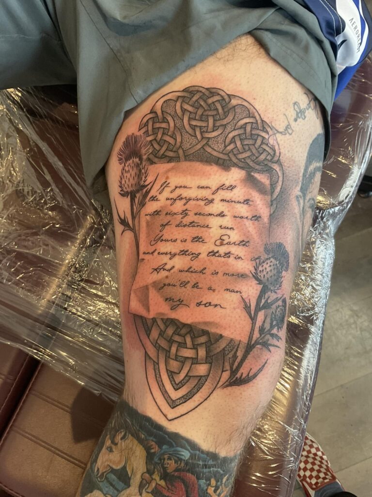 Tiger and Clock Thigh Tattoo Tattoo Design