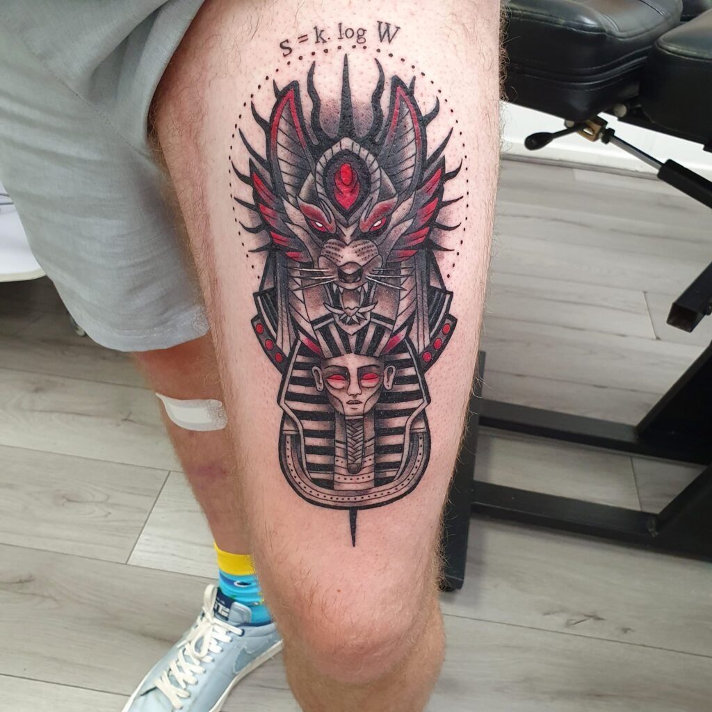 Tiger and Woman Mandala Thigh Tattoo Tattoo Design
