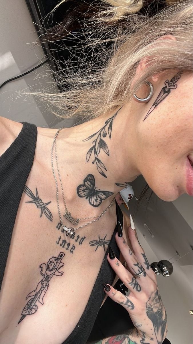 Classic Rose Women Flower Throat Tattoo Tattoo Design