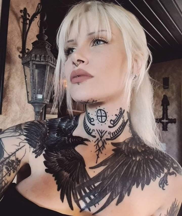 Dark Ornamental Cross Throat Tattoo Tattoo Design