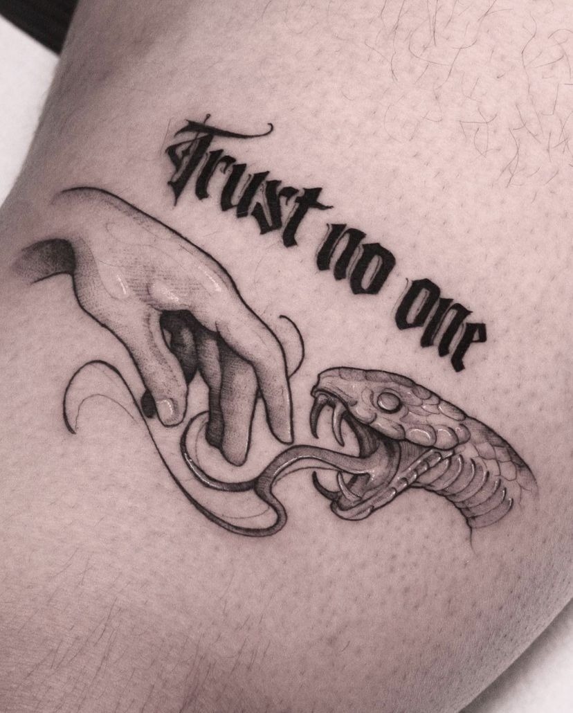 Crossed Swords Trust No One Tattoo Tattoo Design