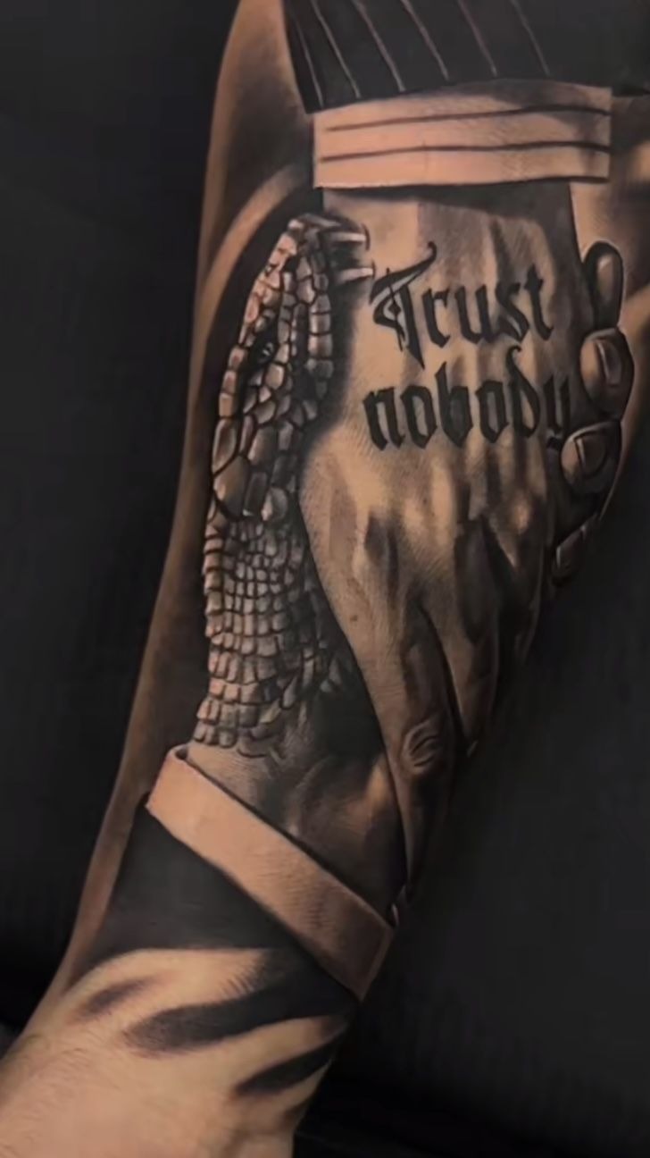 Serpent Encounter Trust No One Tattoo Tattoo Design