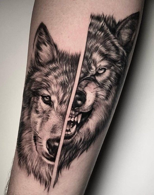 Abstract Blue Wolf Tattoo - A Modern Take on the Spirit Animal Tattoo Design