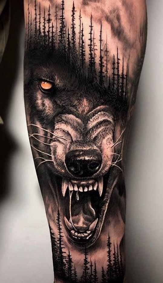 Abstract Wolf Silhouette on the Chest Tattoo Design