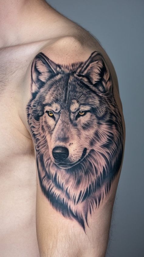 Dual-Faced Wolf Tattoo for the Leg Tattoo Design
