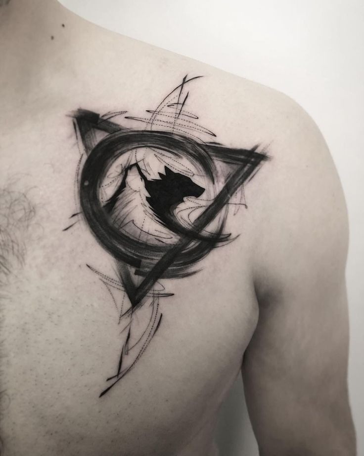 Geometric Wolf in Motion Tattoo Design