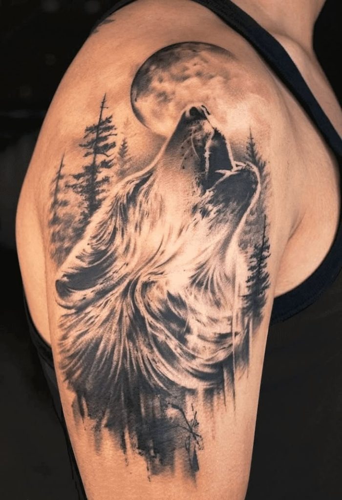 Geometric Wolf Sleeve Tattoo - The Fusion of Nature and Structure Tattoo Design
