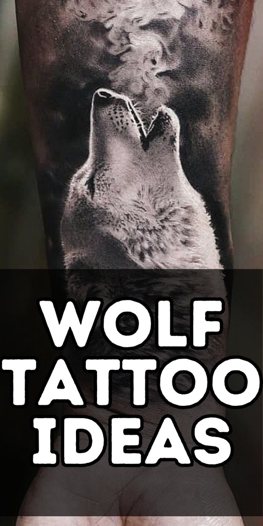 Large Leg Wolf Tattoo with Geometric Elements Tattoo Design