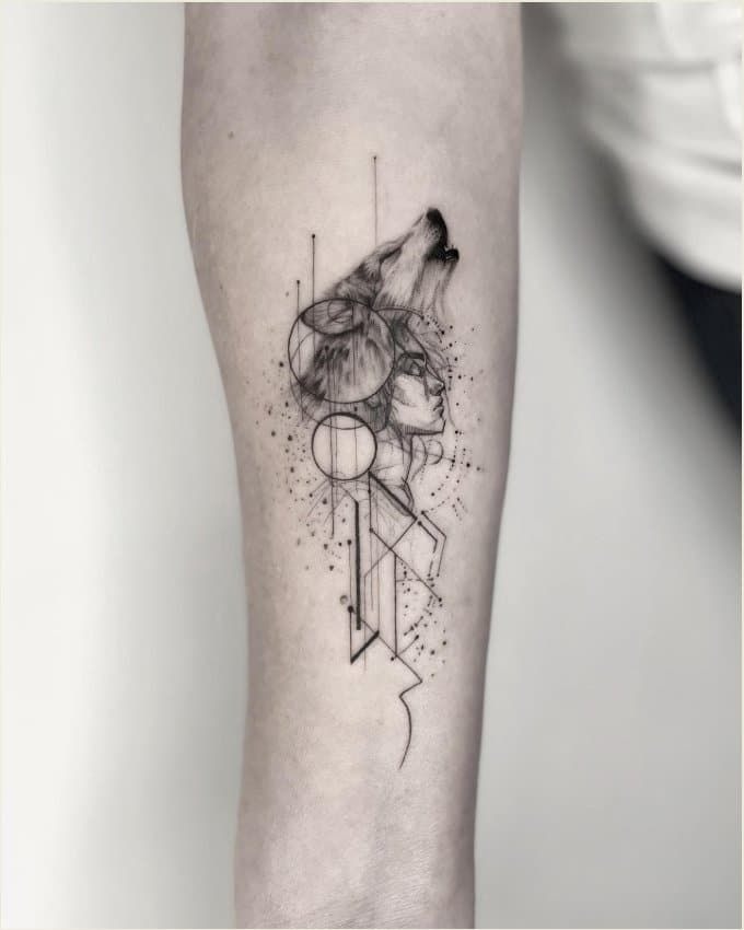 Reflection Wolf Shoulder Tattoo Tattoo Design