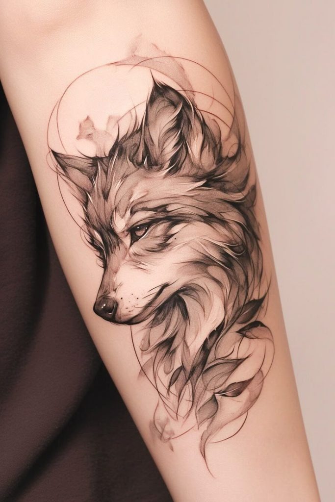 Split-Faced Wolf Tattoo - Two Sides of the Same Soul Tattoo Design