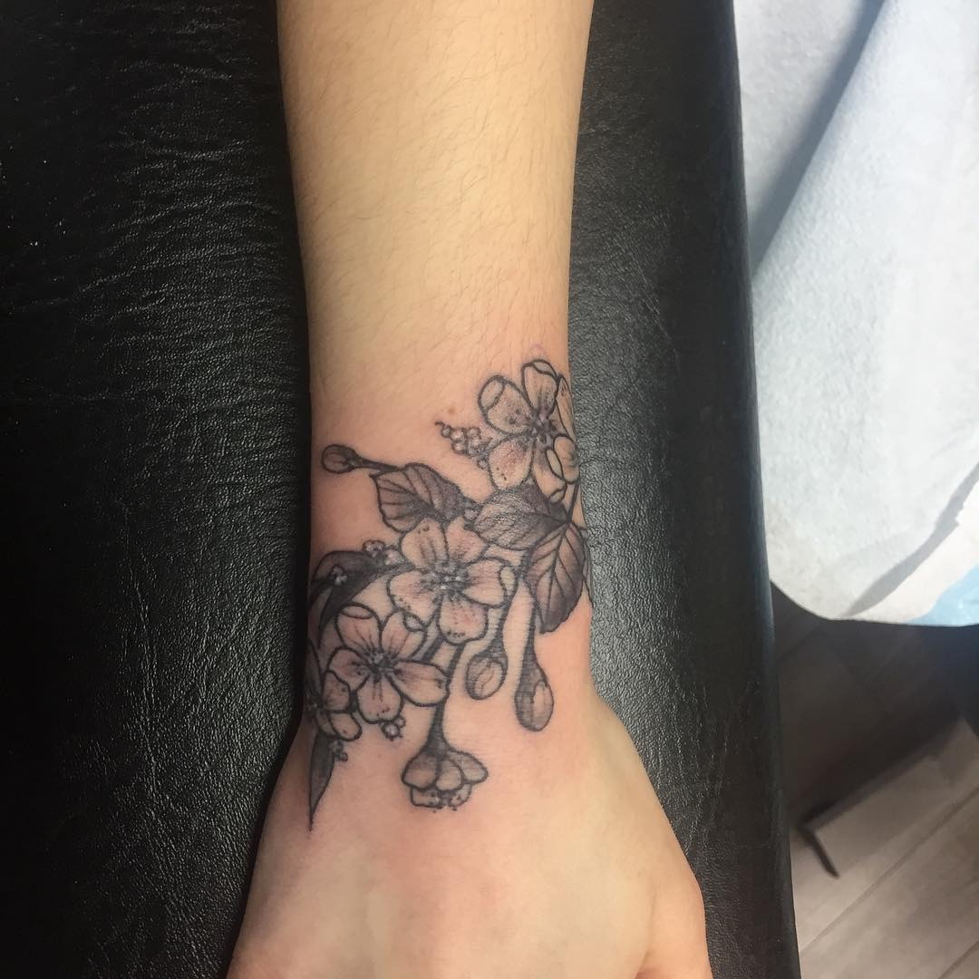 Floral Branch Wrist Tattoo Tattoo Design