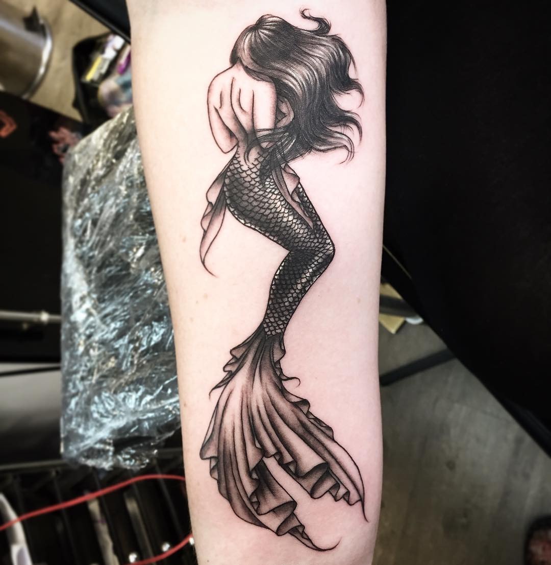 Curled Mermaid Silhouette Tattoo Tattoo Design