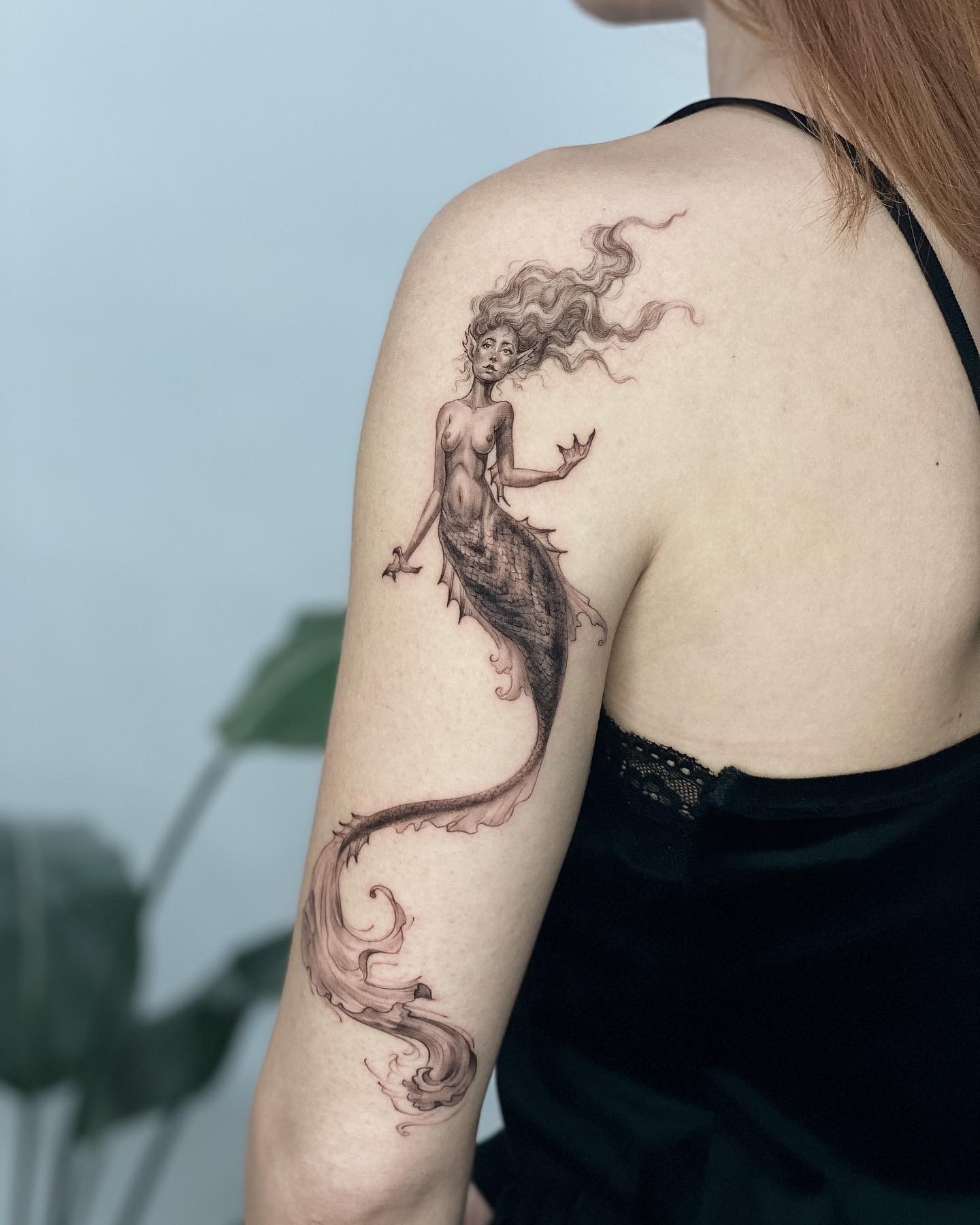 Flowing Tail Mermaid Tattoo Tattoo Design