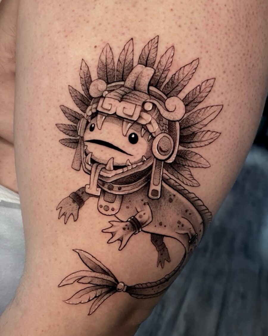 Aztec-inspired lizard tattoo with intricate details Tattoo Design